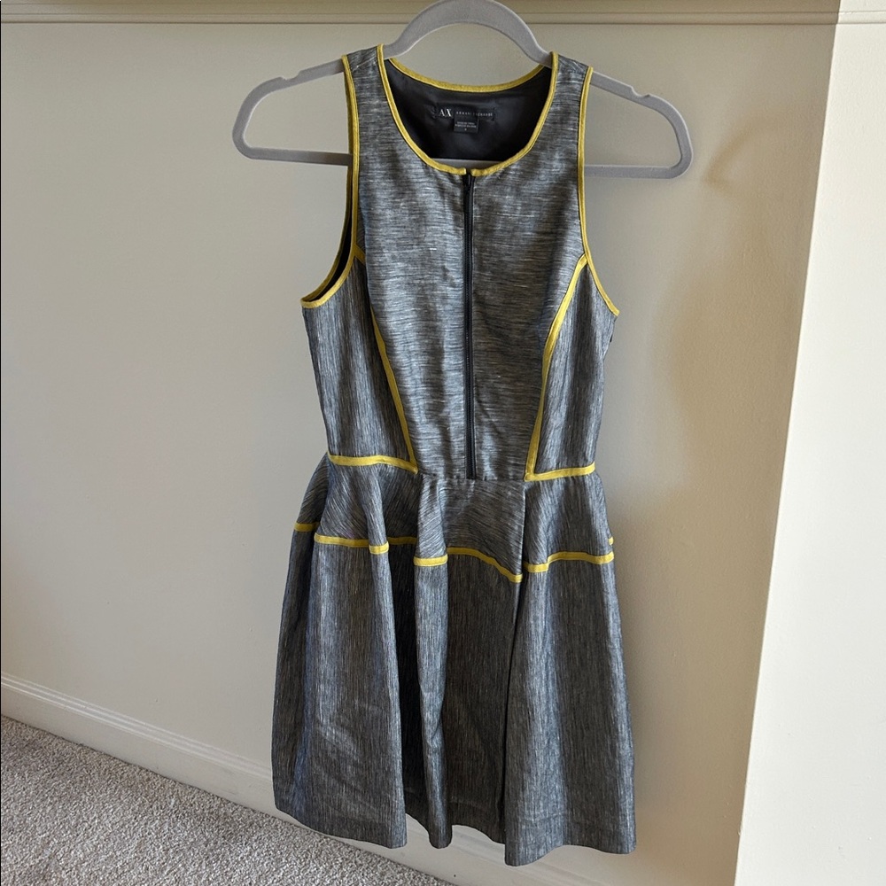 A/X Armani Exchange Gray Dress with Yellow Trim